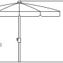 Skizze des Schneider Balkonschirm Ibiza Ø 200 cm, mit Höhenangaben.