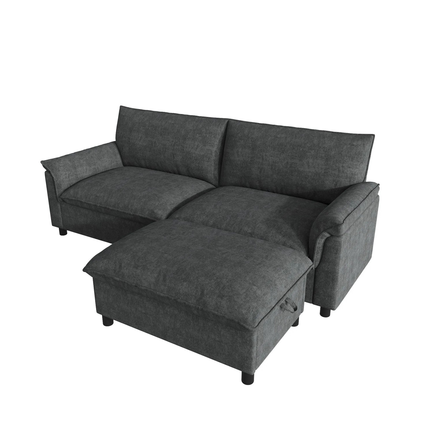 Merax Cloud Sofa 216x82x77 cm Schwarz Modular Fußhocker