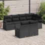 Schwarzes 7-teiliges Garten-Sofa-Set aus Poly Rattan von vidaXL für Terrasse und Garten.