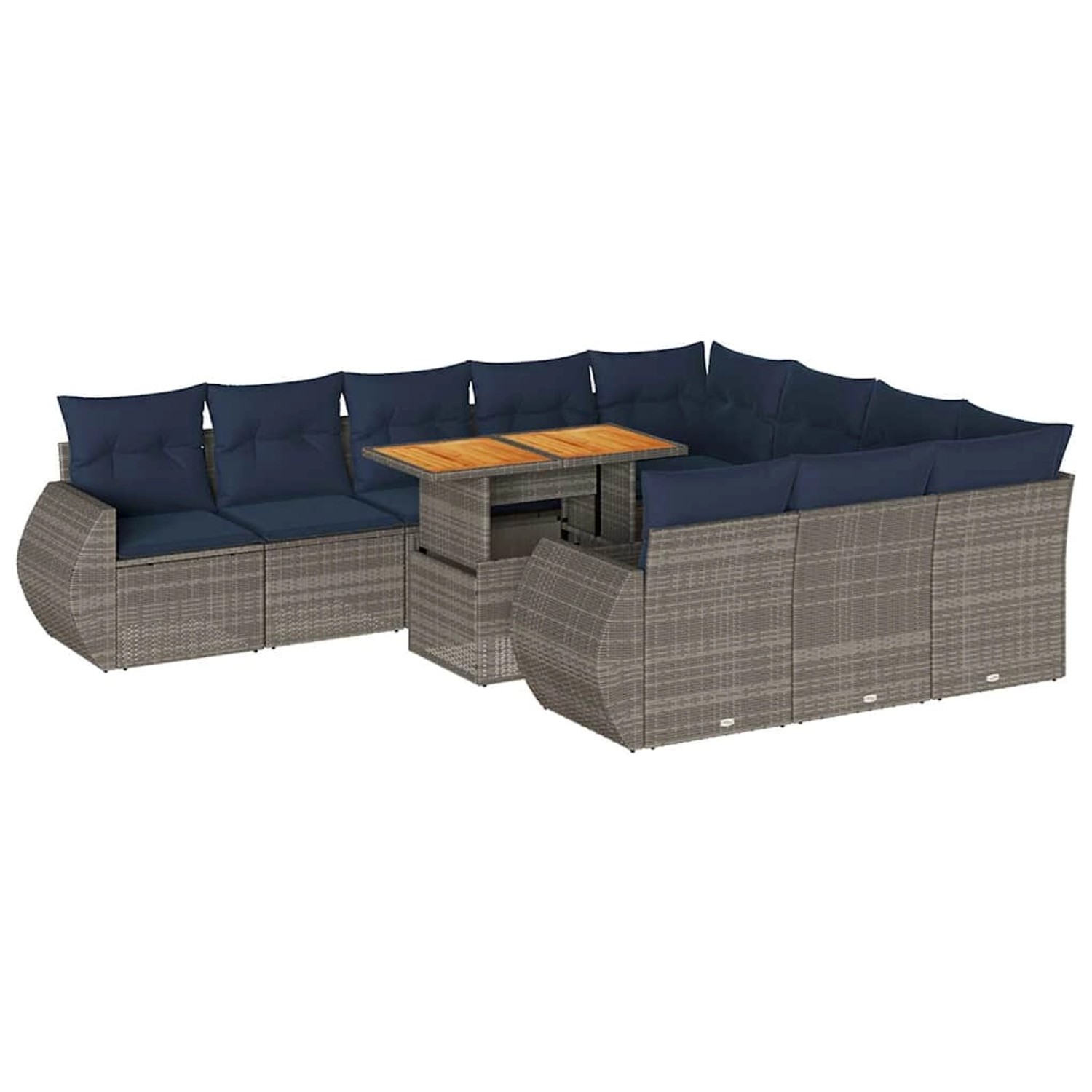 vidaXL 11-Tlg Garten-Sofagarnitur mit Kissen Grau Poly Rattan 3327316 günstig online kaufen