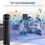 Schwarzer HOMCOM Turmventilator aus Kunststoff im Wohnzimmer mit Familie.