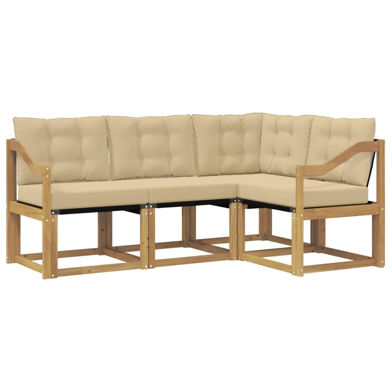 vidaXL Outdoor-Sofagarnitur mit Kissen 4-Tlg Weiß und Beige 3389439