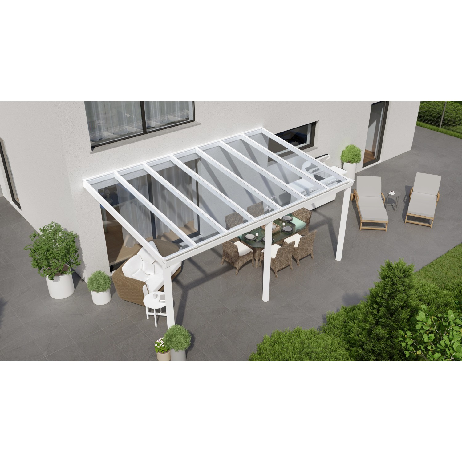 Terrassenüberdachung Professional 500 cm x 300 cm Weiß Glas günstig online kaufen