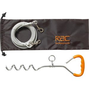 Heim RAC Anlegepflock mit Hofleine und Tragetasche für Hunde.