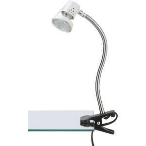 Briloner LED-Klemmleuchte in Titanoptik mit flexiblem Arm und GU10 Leuchtmittel.
