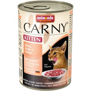 Carny Kitten Nassfutter Rind, Kalb & Huhn, 400g Dose für junge Katzen