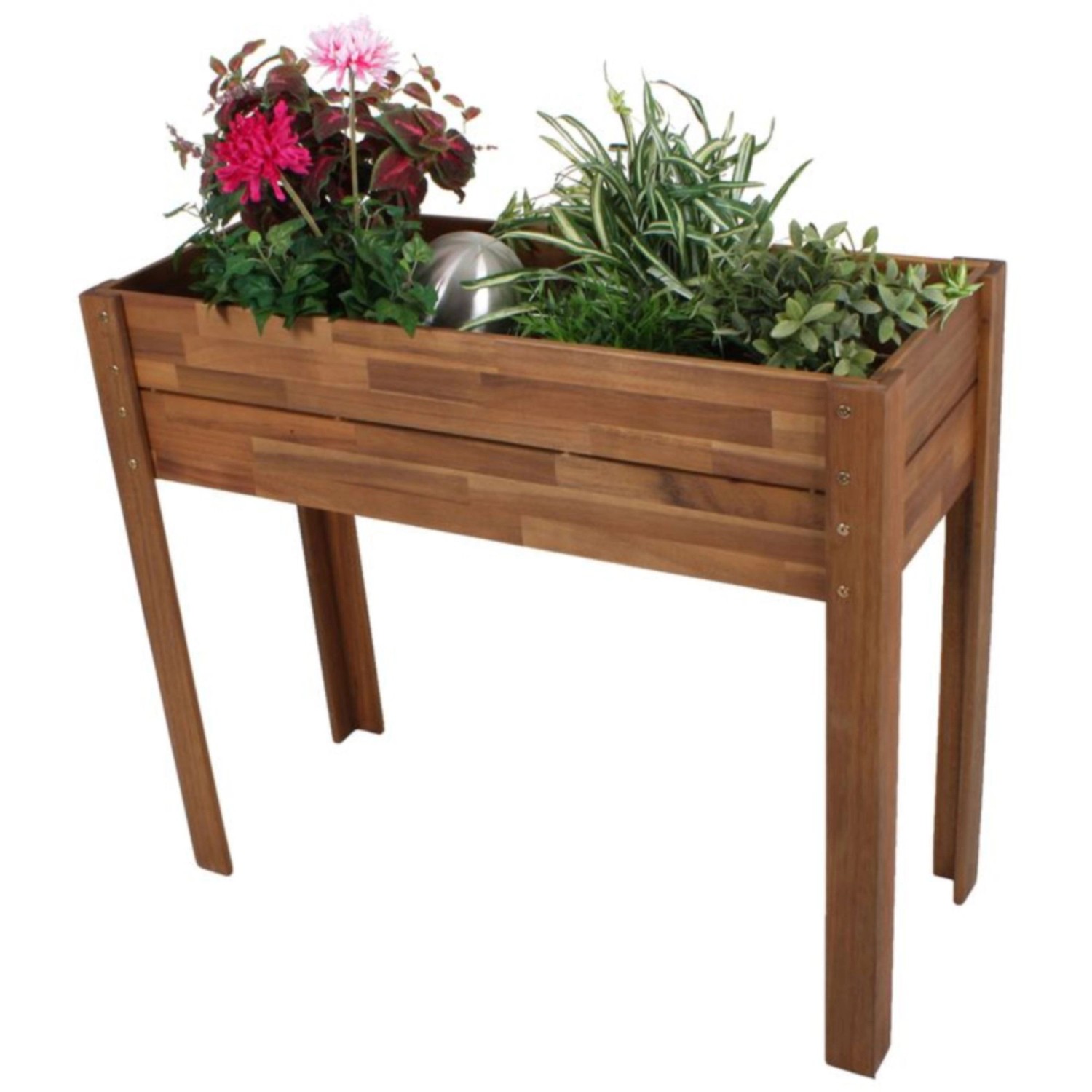 Hochbeet aus Akazienholz mit Bepflanzung, Garden Pleasure. Ideal für Garten und Terrasse.
