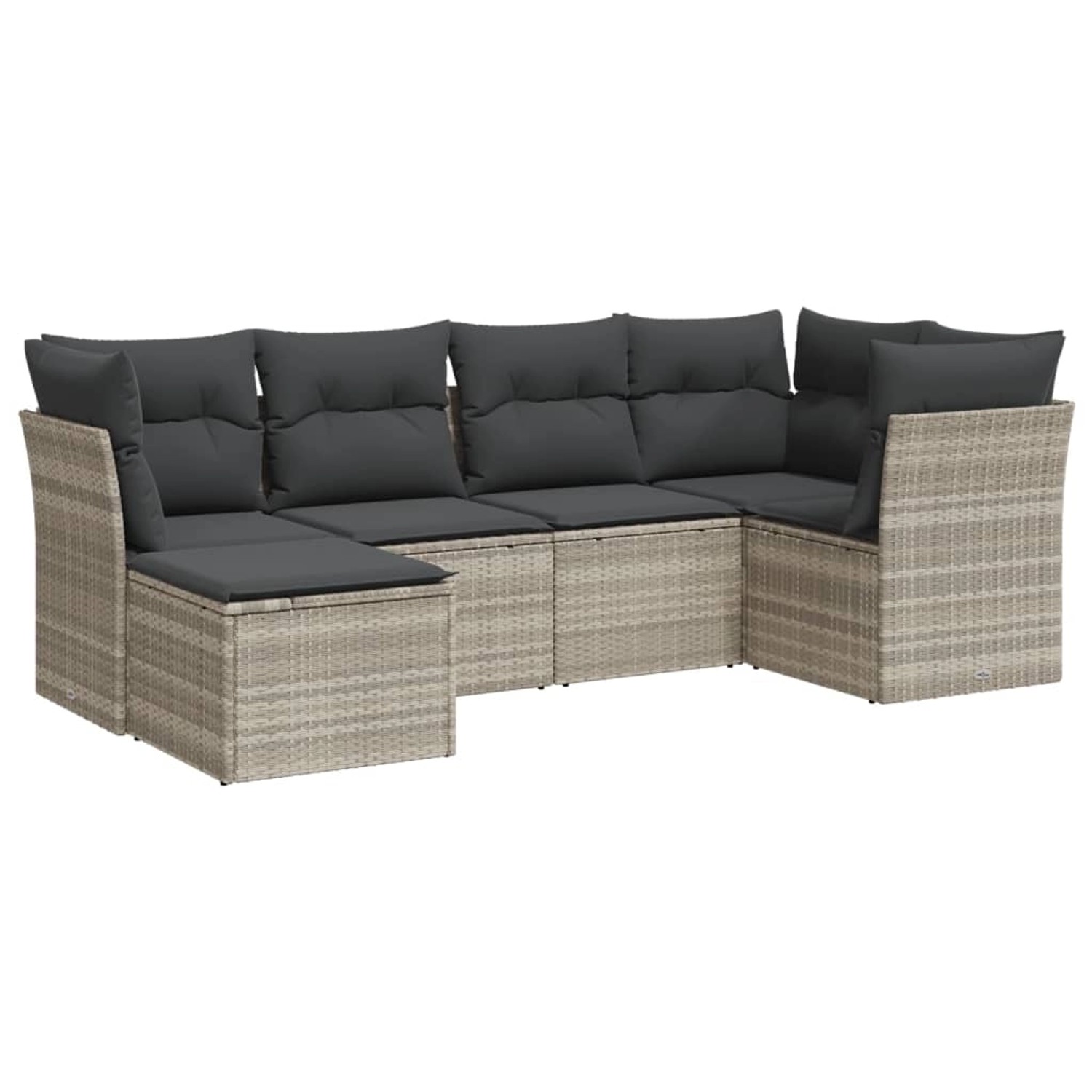 vidaXL 6-Tlg Garten-Sofagarnitur mit Kissen Hellgrau Poly Rattan 3217952 günstig online kaufen