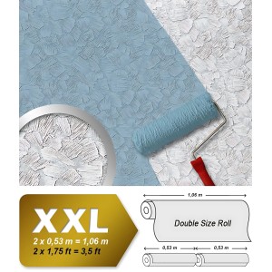 XXL Vliestapete zum Überstreichen mit Farbroller, Spachtelputz-Optik, Weiß.