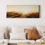 Wandbild mit Sonnenuntergang am Meer, Leinwandbild mit Strandmotiv in Orange und Gelb.