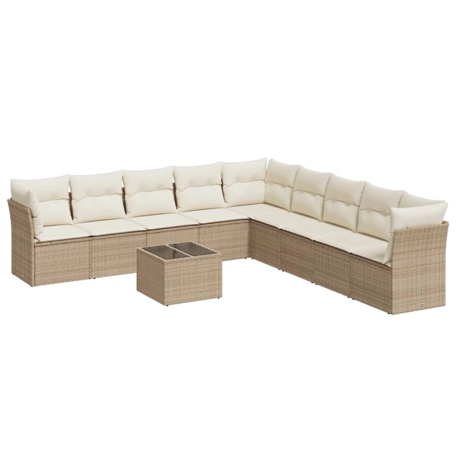 vidaXL 10-Tlg Garten-Sofagarnitur mit Kissen Beige Poly Rattan 3249627 günstig online kaufen
