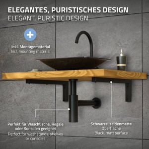ML-Design Wandkonsole 2er Set, L-Form, schwarz, für Waschtisch. Badaccessoire für barrierefreies Bad.