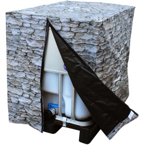 IBC Design-Cover Rocky für 600 l IBC-Tank, Stein-Optik, mit Klettverschluss.