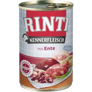 Rinti Kennerfleisch Ente, 400g Dose Hunde-Nassfutter mit hohem Fleischanteil und Omega 3.