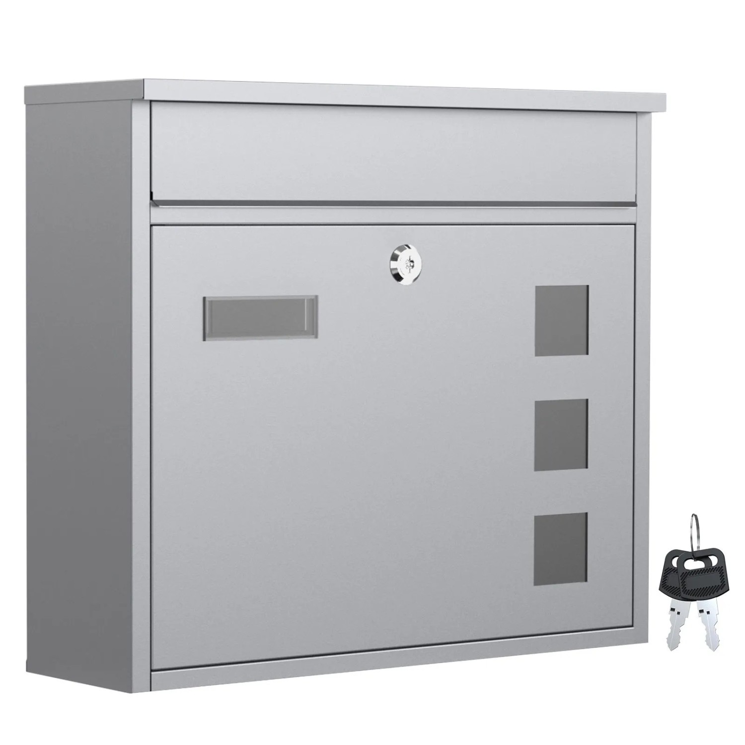 Wiltec Briefkasten V12 Stahl 360X105X315Mm Schloss Namensschild Postkasten
