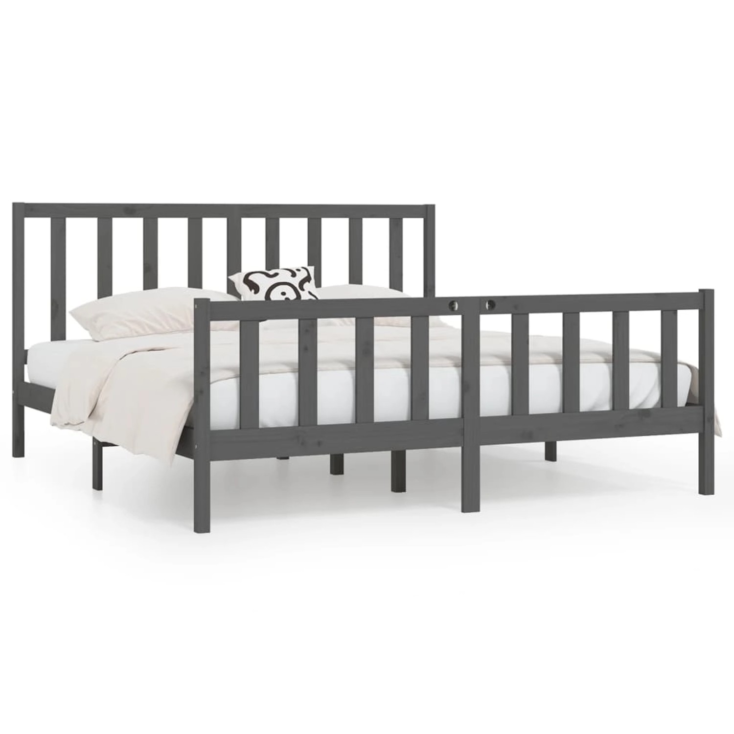 vidaXL Bettgestell Massivholzbett Grau 200x200 cm Bett Bettgestell Doppelbe günstig online kaufen