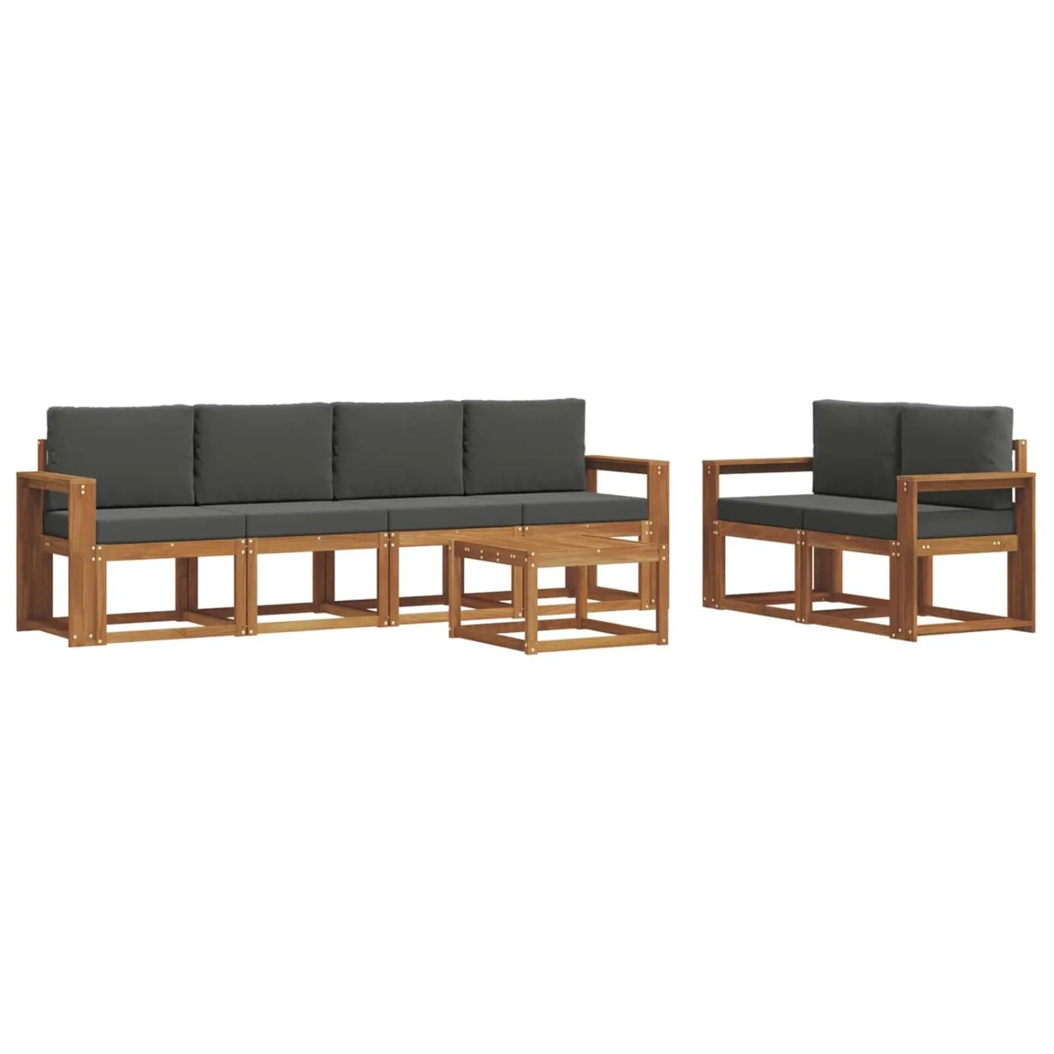 vidaXL Outdoor-Sofagarnitur mit Kissen 7 Stk Natur und Anthrazit 3366050