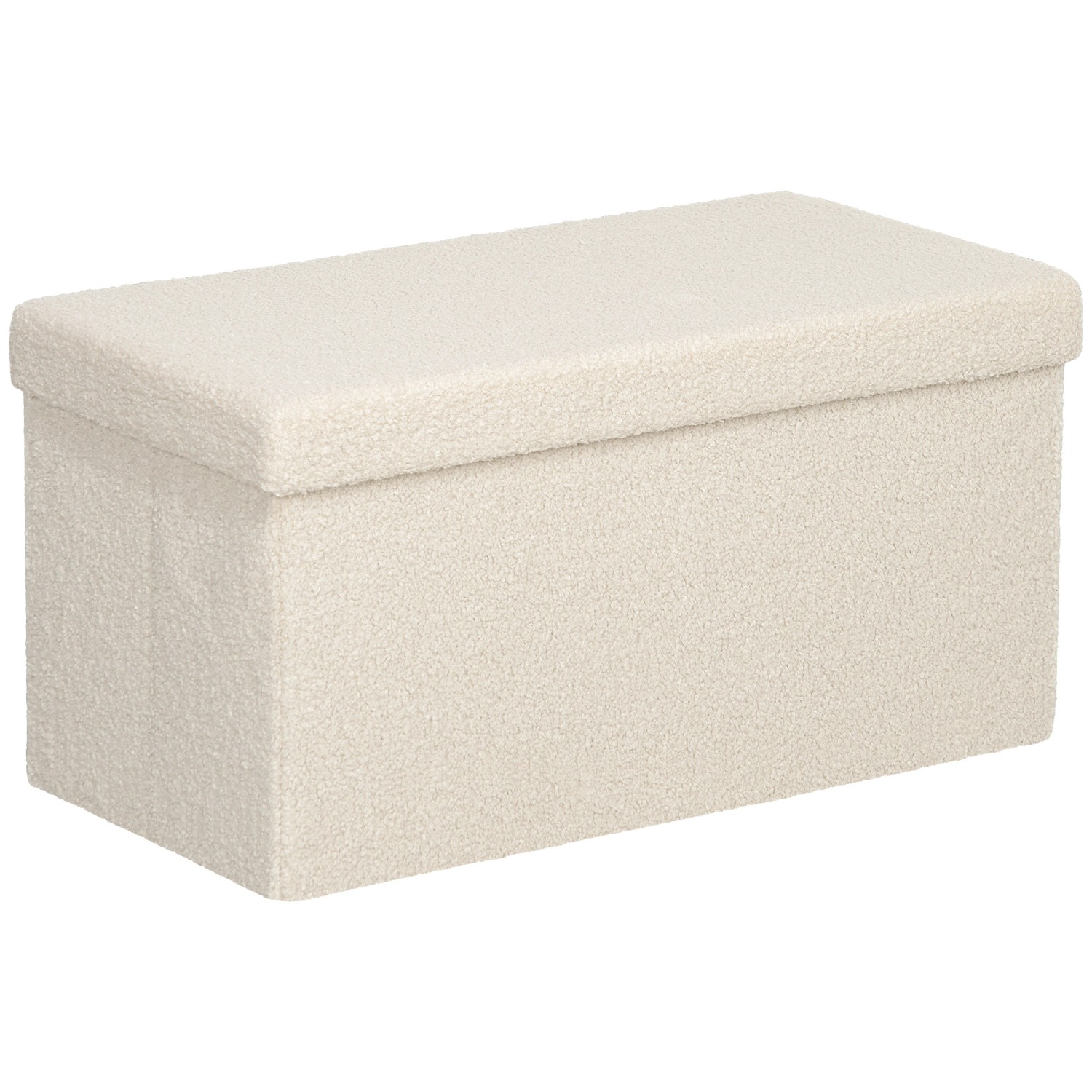 HOMCOM Sitzbank mit Samtoptik Polyester MDF Cremeweiß 76L x 38B x 38H cm