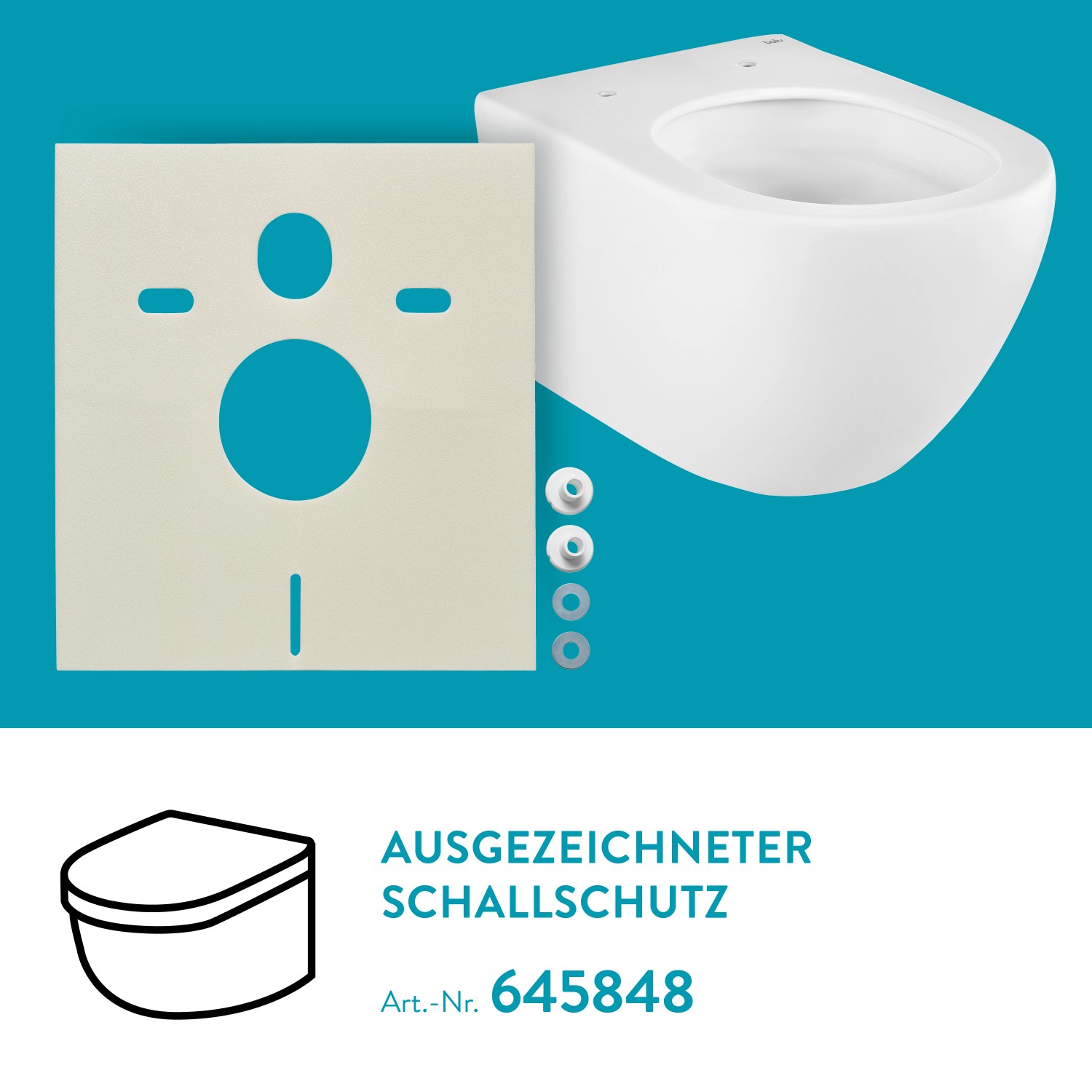 baliv Wand WC-Set Newcastle, Tiefspüler, spülrandlos, weiß mit Schallschutz