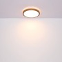 Moderne LED-Deckenleuchte Bruno von Globo, schwarz matt mit Holzrahmen, dimmbar.
