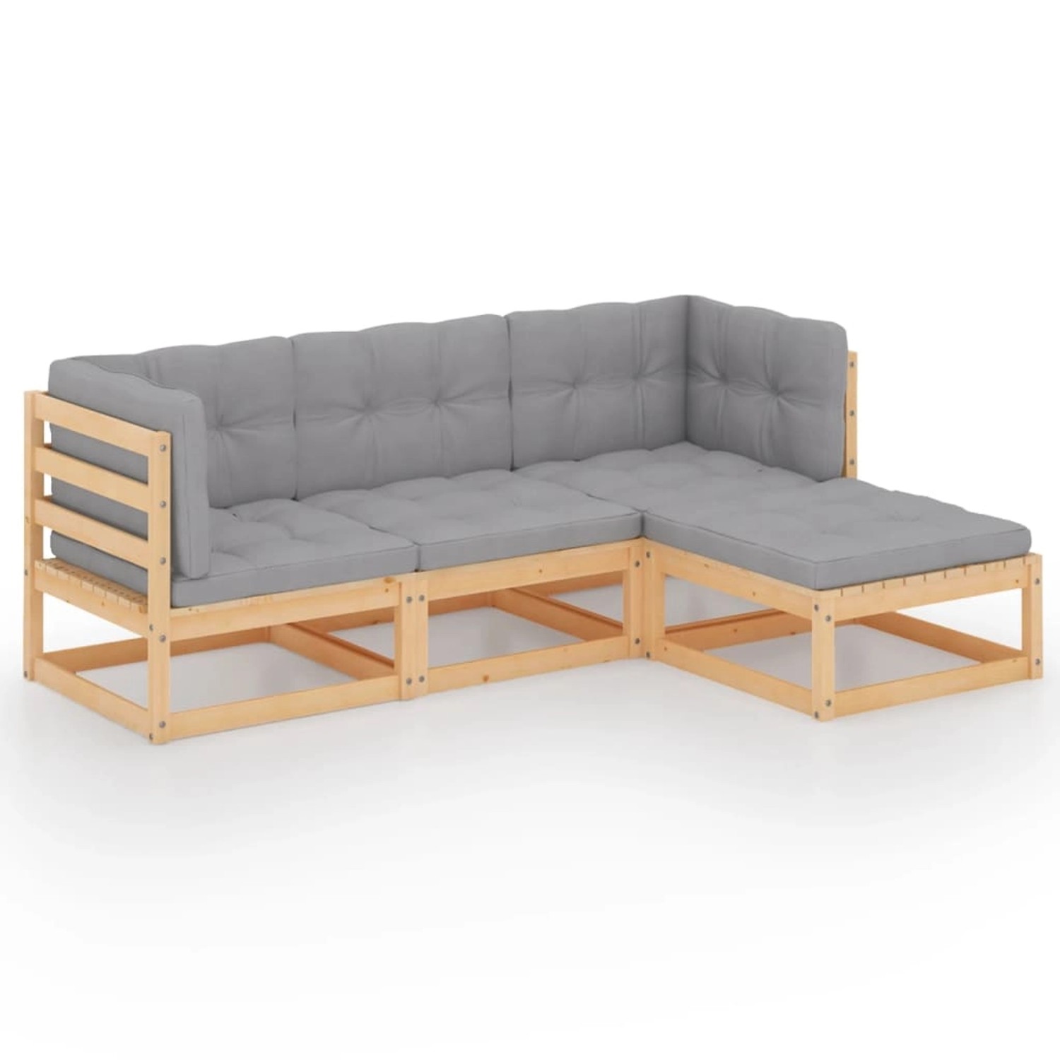 4-tlg. Garten-lounge-set Mit Kissen Kiefer Massivholz günstig online kaufen