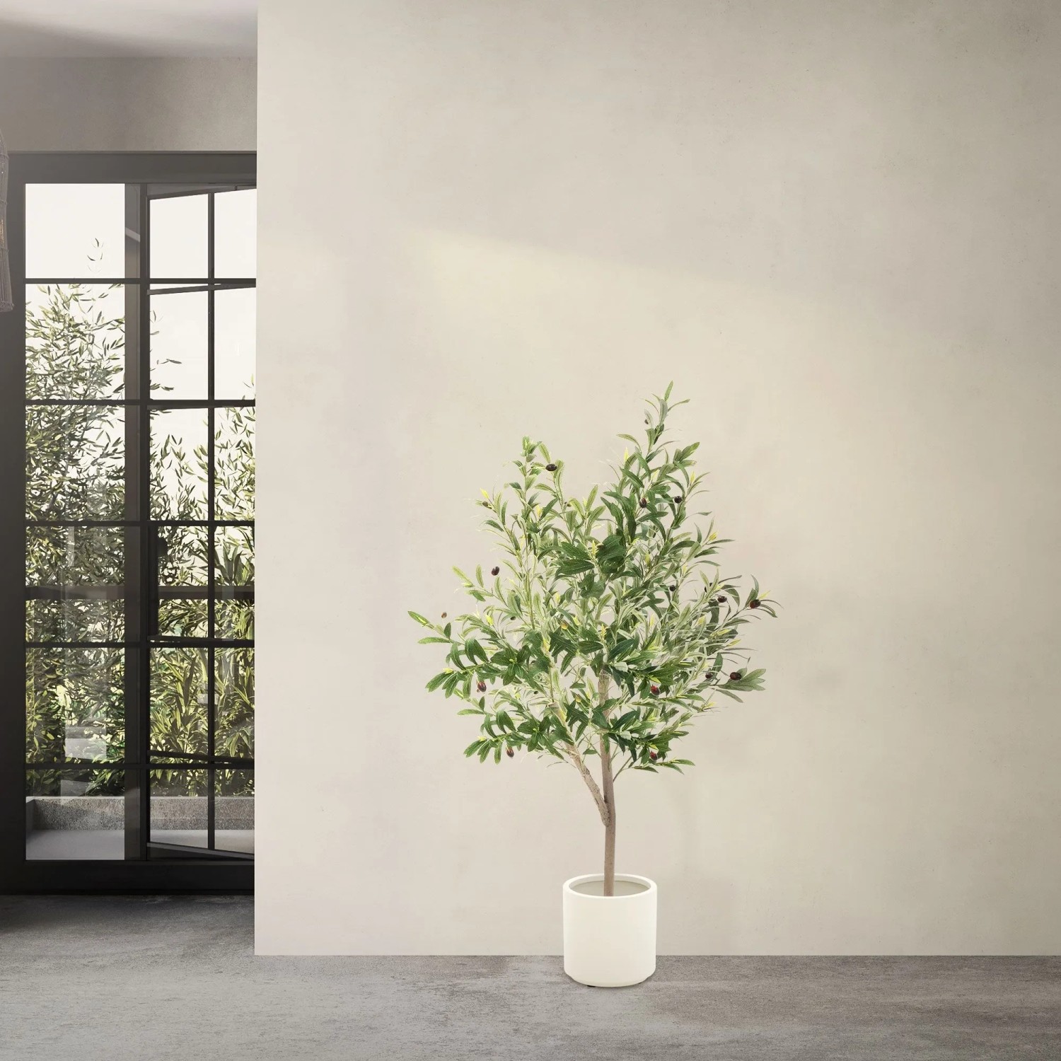 Knstlicher Olivenbaum 150 Cm Mit 40 Frchten & 856 Seide Blttern -  Realistische Kunstpflanze Im Topf, UV-bestndig Fr Wohnzimmer, Bro &  Balkon