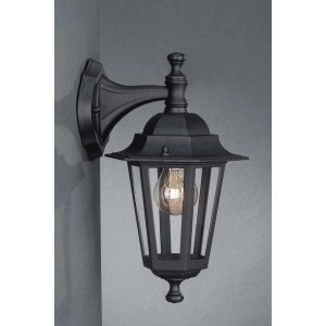 Schwarze Außenwandleuchte Molinella im klassischen Design für den Außenbereich.
