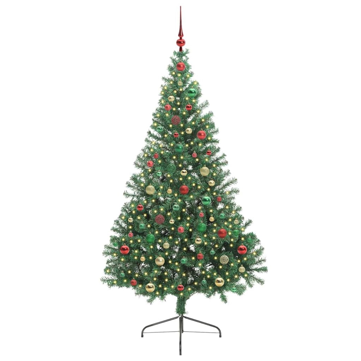 vidaXL Künstlicher Vorbeleuchteter Weihnachtsbaum Grün 180 cm PVC 3397019