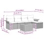 Graues 6-tlg. vidaXL Garten-Sofa-Set aus Poly Rattan mit Tisch und Stauraum.