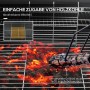 Detailaufnahme Holzkohlegrill: Kohle nachlegen durch entnehmbares Rost-Element.