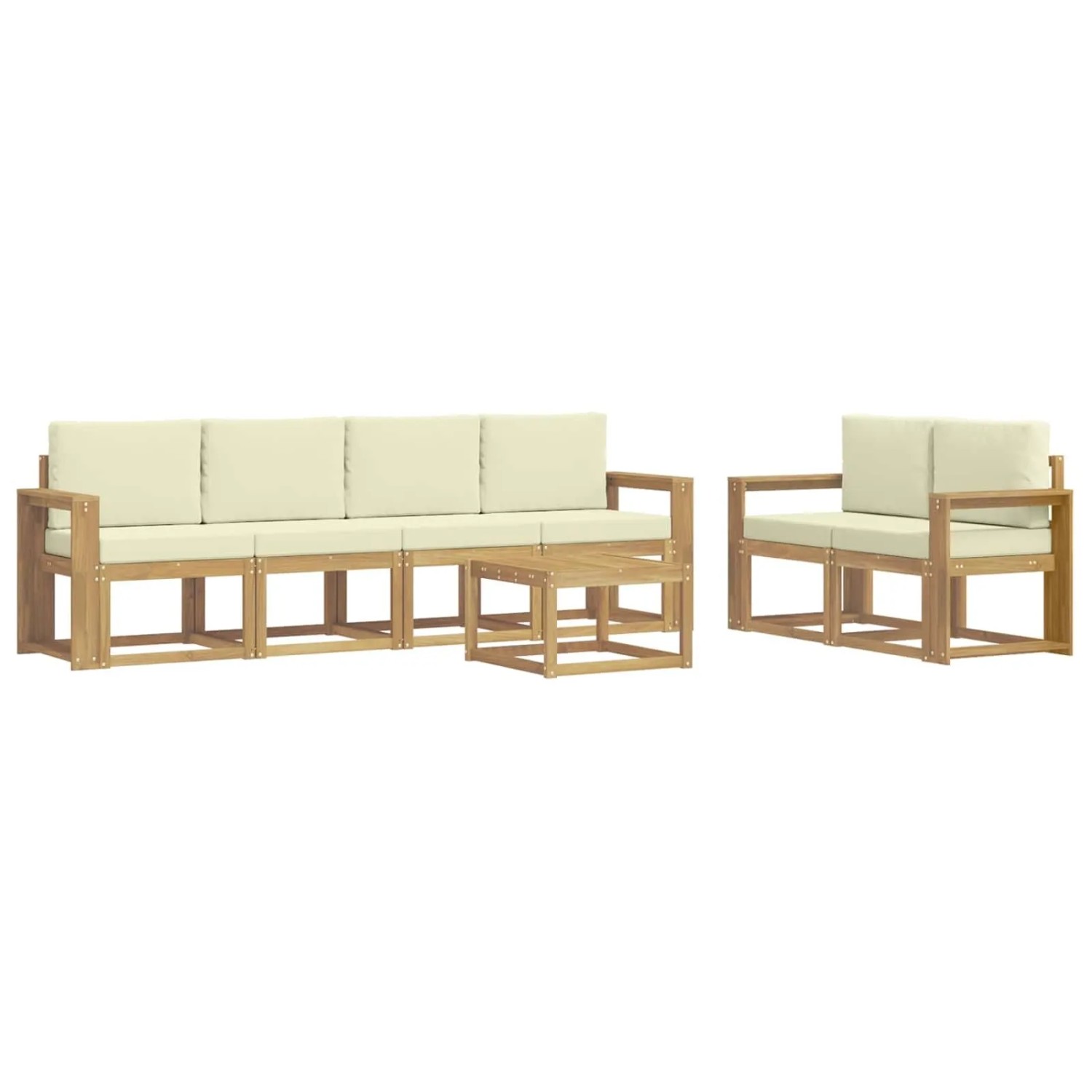 vidaXL Outdoor-Sofagarnitur mit Kissen 7-Tlg Weiß und Creme 3387284