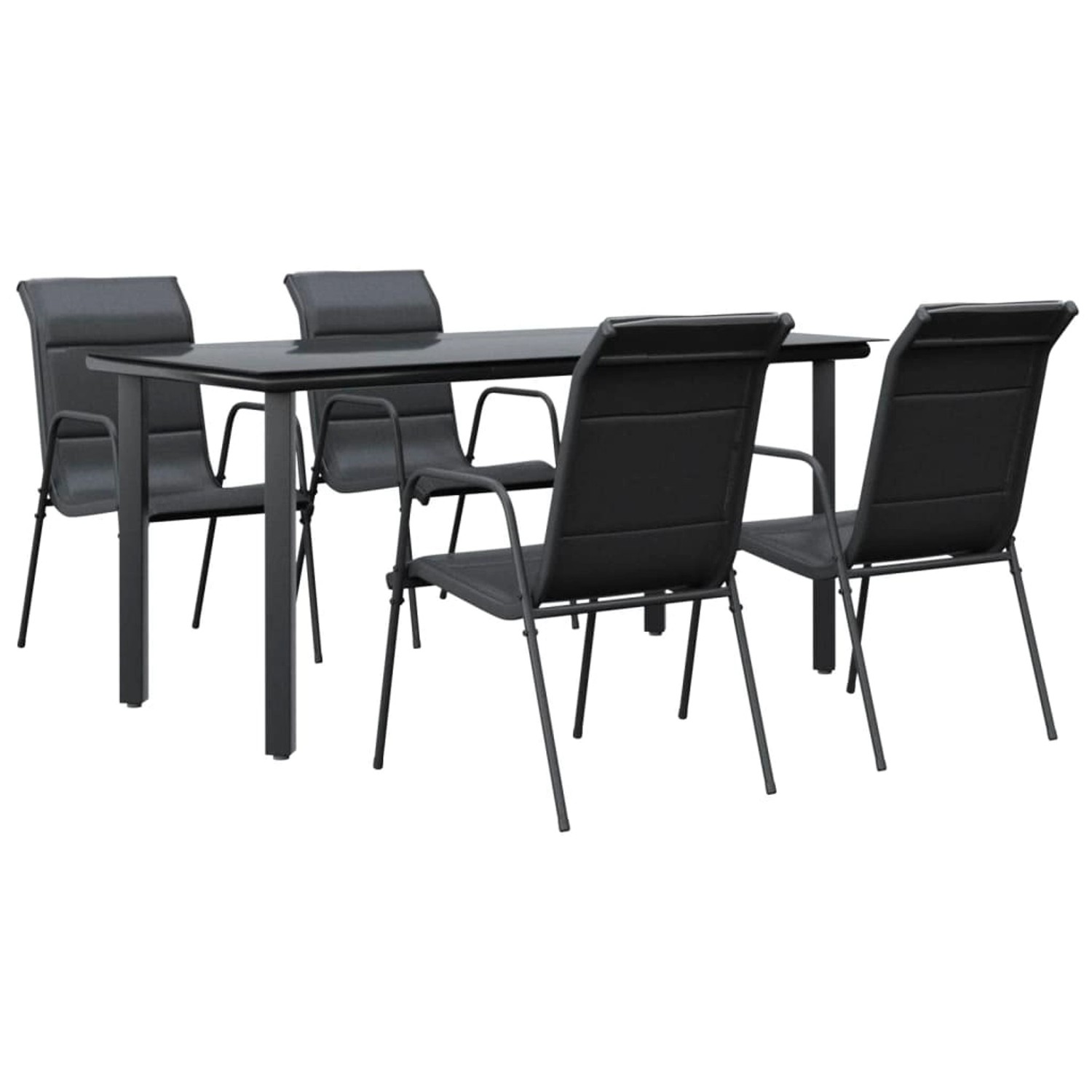 vidaXL 5-Tlg Garten-Essgruppe Schwarz Stahl und Textilene 3200714 günstig online kaufen