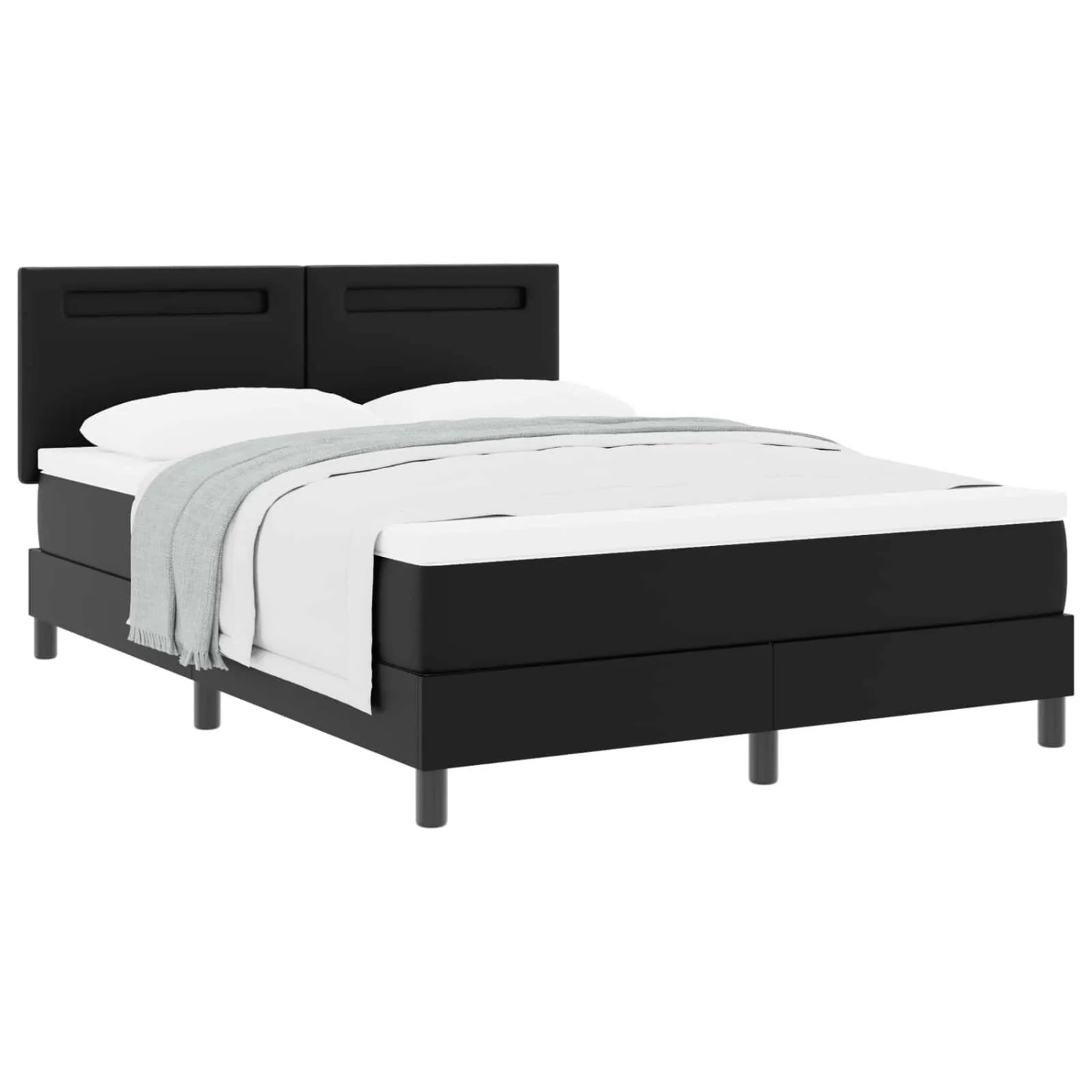 vidaXL Boxspringbett mit Matratze Schwarz 140 x 190 cm Kunstleder 3339048 günstig online kaufen