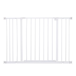 Weißes PawHut Türschutzgitter mit Klemmbefestigung, verstellbar für Hunde und Katzen.