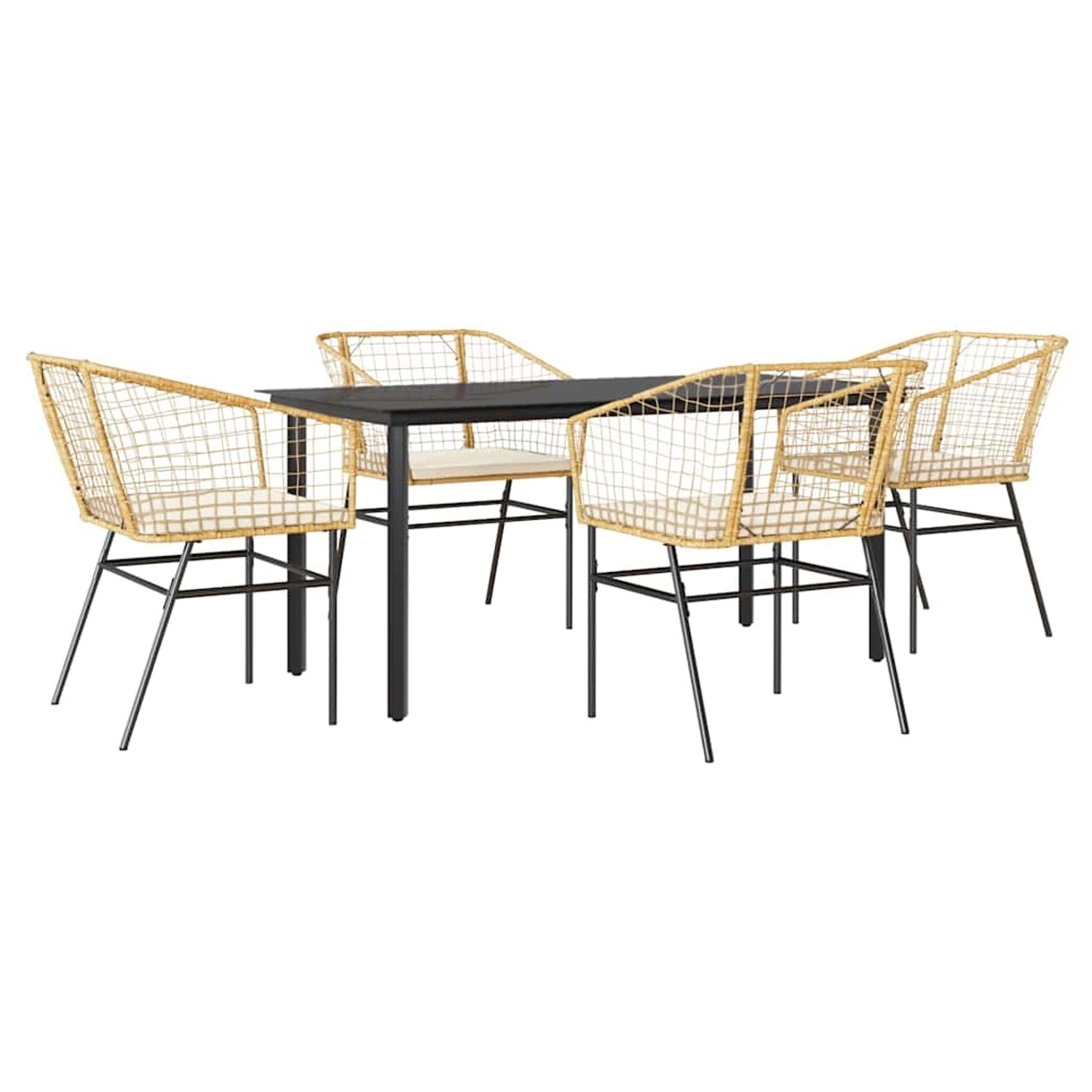 vidaXL 5-Tlg Garten-Essgruppe mit Kissen Braun Poly Rattan Glas 3334607 günstig online kaufen