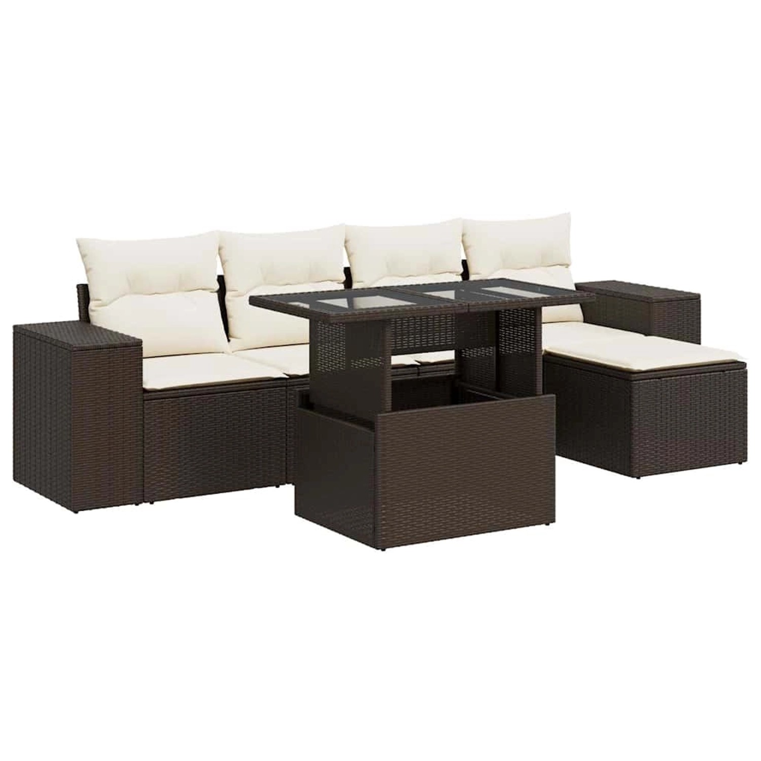 vidaXL 6-Tlg Garten-Sofagarnitur mit Kissen Braun Poly Rattan 3326784 günstig online kaufen