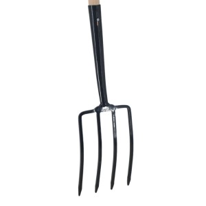 Galaflor Grabegabel mit T-Stiel, 4 Zinken, aus Stahl und Holz für Gartenarbeiten.