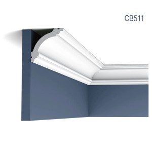 Weiße ORAC DECOR Zierleiste CB511N BASIXX als Eckprofil für Wand und Decke, 200 cm lang.