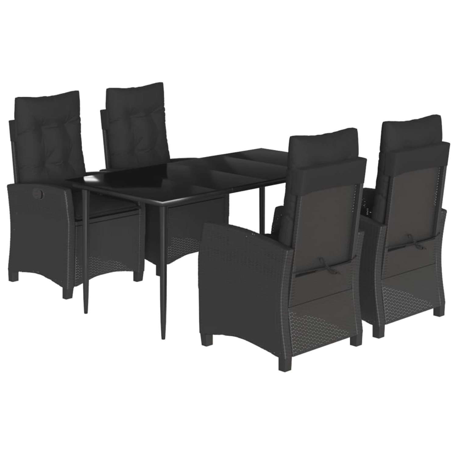 vidaXL 5-Tlg Garten-Essgruppe mit Kissen Schwarz Poly Rattan 3212746 günstig online kaufen