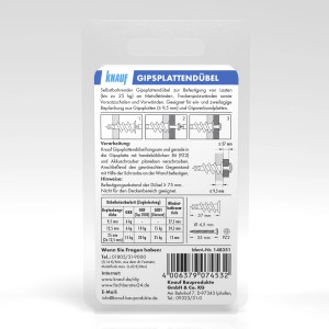Knauf Metalldübel für Gipskartonplatten, 10 Stück, zur Befestigung in Gipskarton.