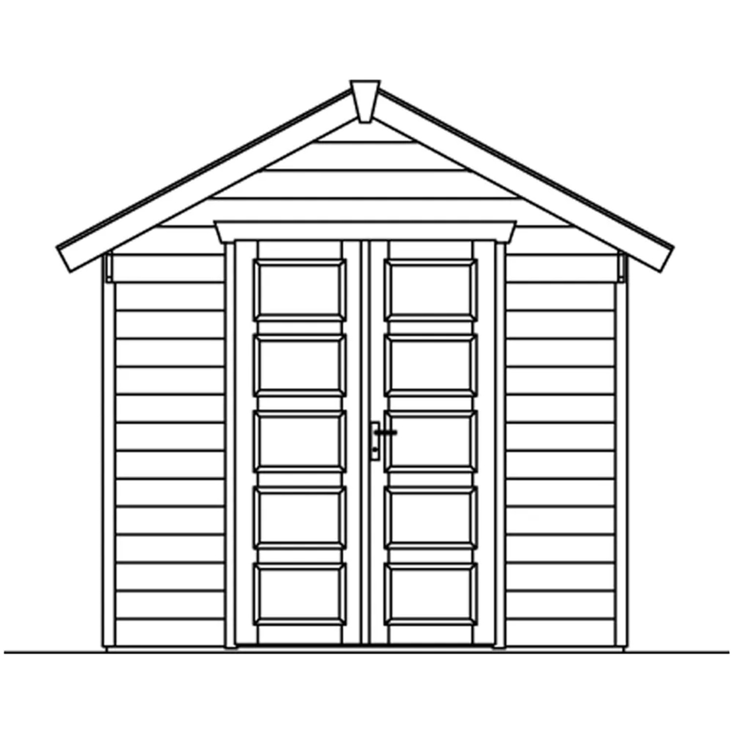 Holz-Gartenhaus Hengelo, schiefergrau, 250x300 cm. Gartenlaube mit Doppeltür und Satteldach.