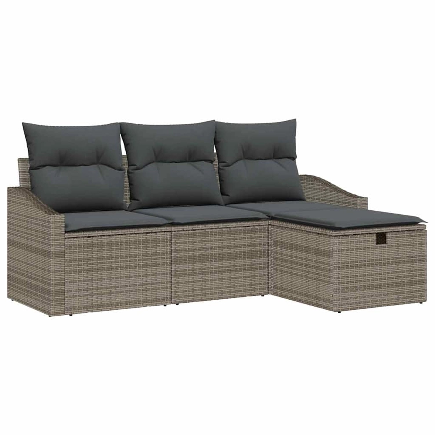 vidaXL Garten-Sofa-Set mit Kissen 4-Tlg Grau Poly Rattan 3359248 günstig online kaufen