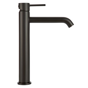 Moderne, mattschwarze baliv Waschtischarmatur WT-621 mit hohem Auslauf für Waschbecken.