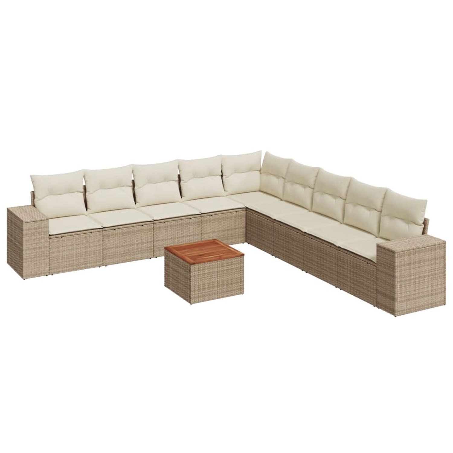 vidaXL 10-Tlg Garten-Sofagarnitur mit Kissen Beige Poly Rattan 3257822 günstig online kaufen