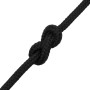Schwarzes Bootsseil (8 mm) aus Polypropylen mit Knoten.