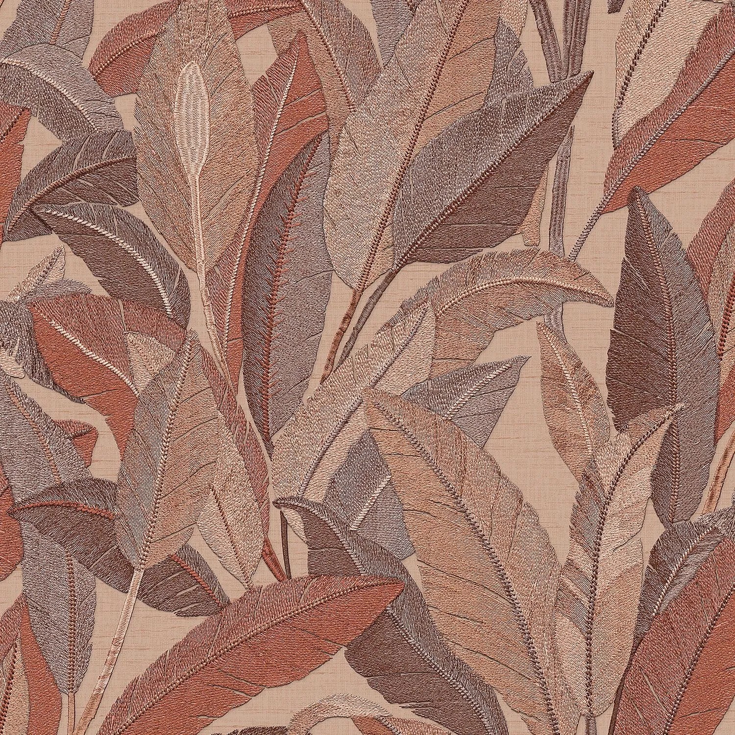 PROFHOME Re521055-Di Exklusive Luxus Tapete Floral Braun Lachs-Rot 0,53 m x 10,05 m  5,33 m2