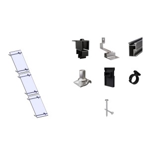 SolMount Montageset für Schrägdach, geeignet für 3 Solarmodule, inklusive Montagematerial.