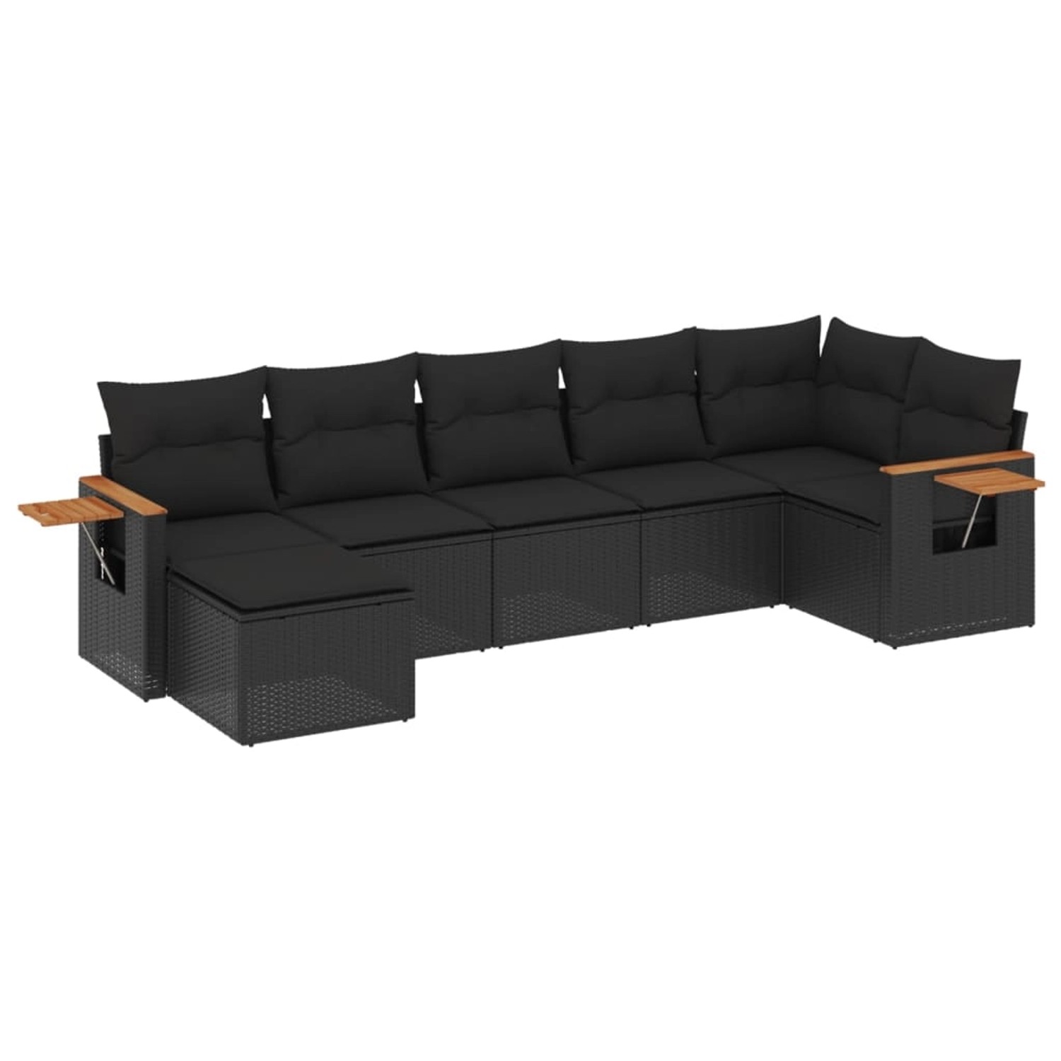 vidaXL 7-Tlg Garten-Sofagarnitur mit Kissen Schwarz Poly Rattan 3227028 günstig online kaufen