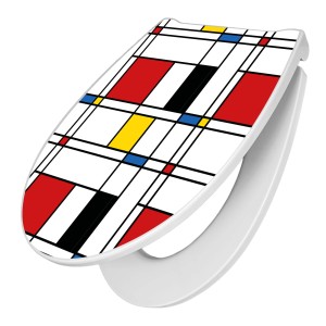 Banjado Premium WC-Sitz mit Motiv Rot Gelb Blau, Absenkautomatik und Soft Close Funktion.