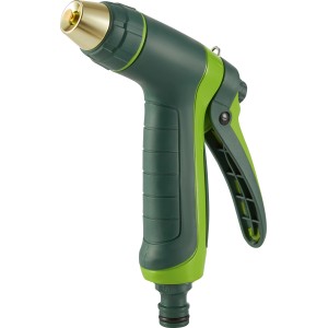 Grüne Reinigungsspritze mit zwei Strahlvarianten für die Gartenreinigung.